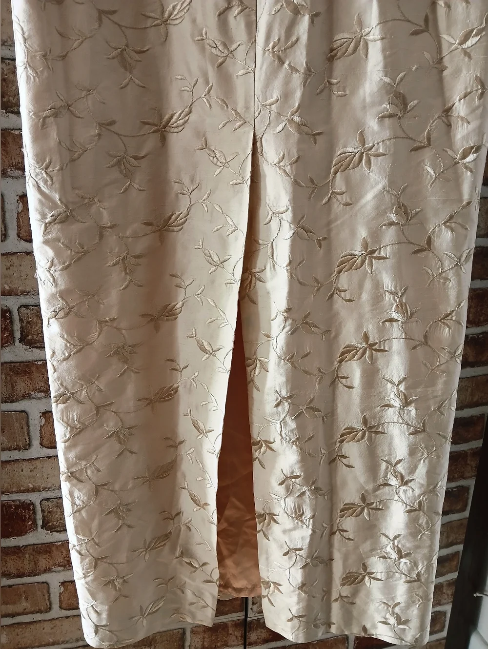 Vintage JESSICA MCCLINTOCK Long SILK Embroidered Floral Slit SKIRT Womens Size S